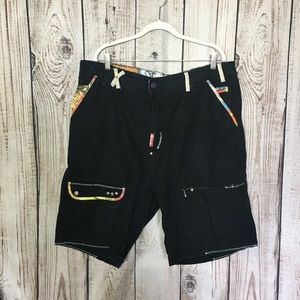 LRG Black Patchwork Cargo Shorts size 38